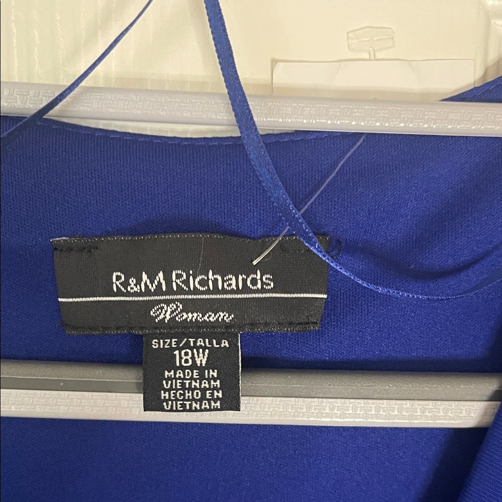 R&M Richards Royal Blue V-Neck Midi Dress with Waist Ring NWT - Picture 6 of 13